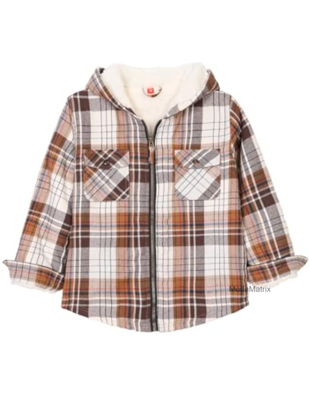 Girls Sherpa Lined Flannel Jacket with Hood Full Zip Plaid Shacket